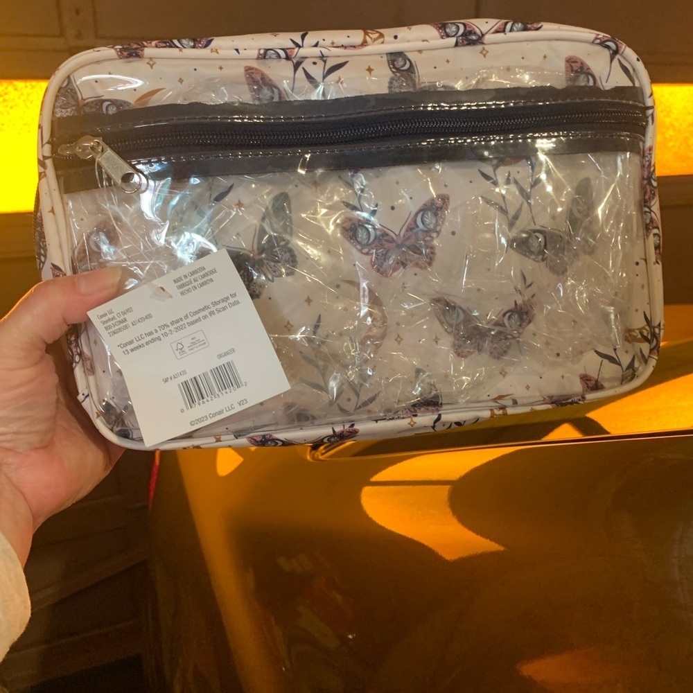 Clear Butterfly Print Cosmetic Bag